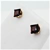 Image 2 : Yellow Gold Natural Garnet Stud Earrings