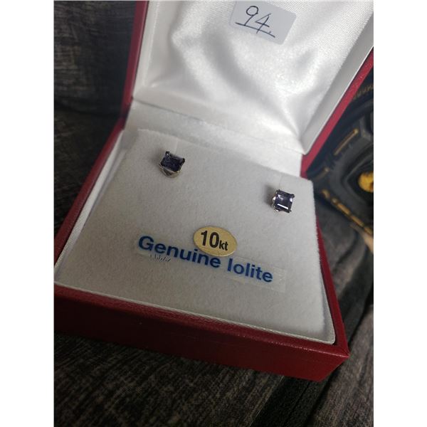 White Gold Natural Lolite Earrings