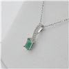 Image 1 : Sterling Silver Natural Emerald & Cubic Zirconia Pendant