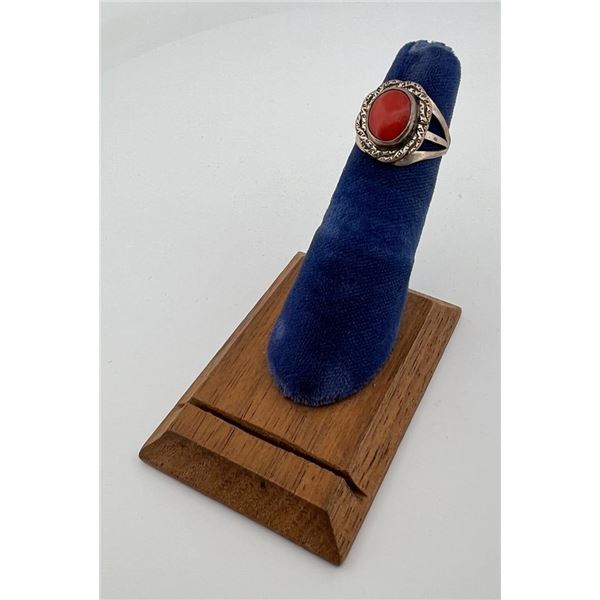 Navajo Sterling Silver Coral Ring
