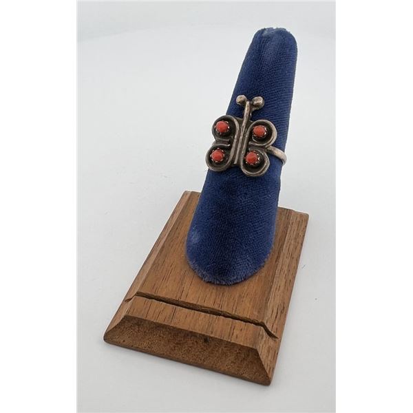 Navajo Sterling Silver Coral Ring