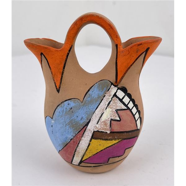 Tesuque Pueblo Indian Pottery Wedding Vase