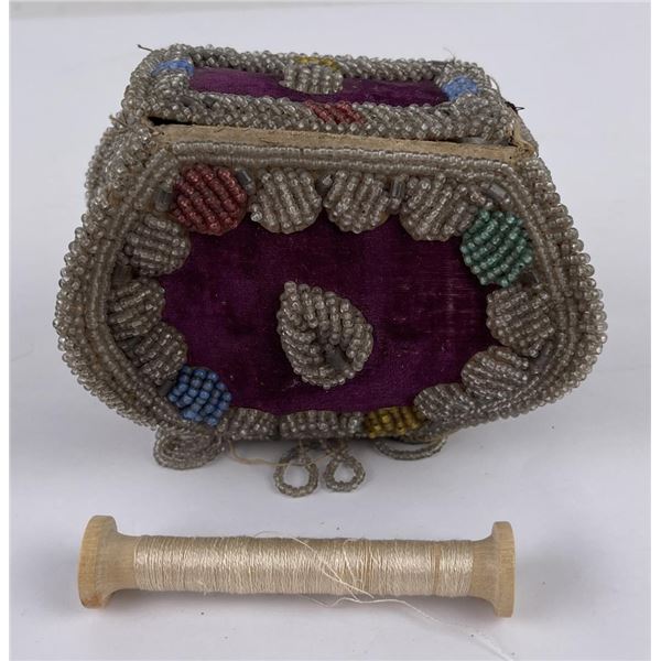 Antique Iroquois Indian Beaded Bag Box