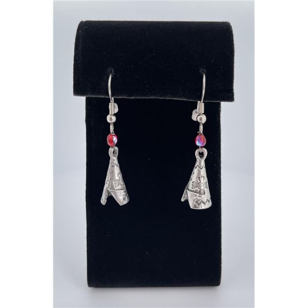 Navajo Earrings Sterling Silver Tipi