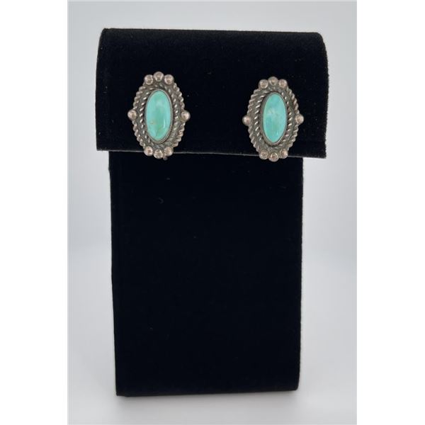 Navajo Earrings Sterling Silver Turquoise