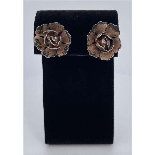 Taxco Sterling Silver Flower Earrings