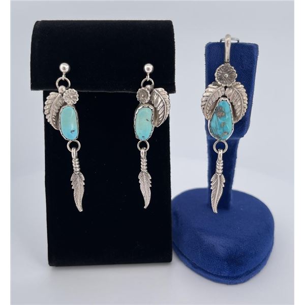 Navajo Sterling Silver Turquoise Jewelry Suite