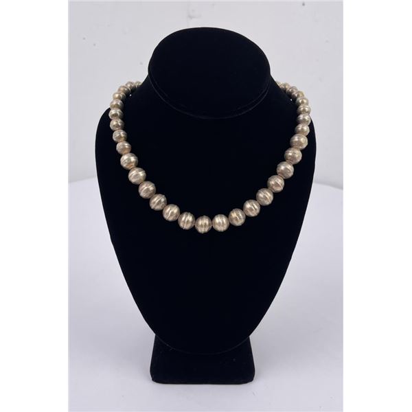 Navajo Sterling Silver Bench Bead Necklace