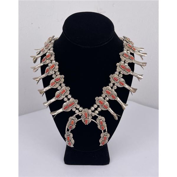 Navajo Sterling Silver Squash Blossom Necklace