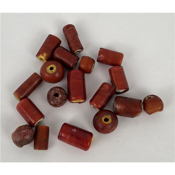 Group of Antique Yellow Heart Indian Trade Beads