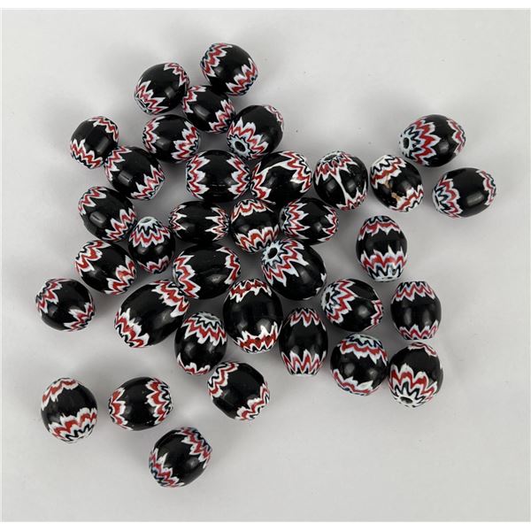 Lot of Black Chevron Indian Trade Beads