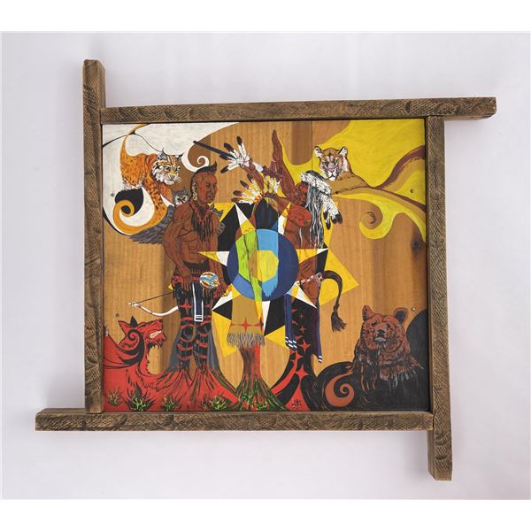 Native American Indian Painting on Board