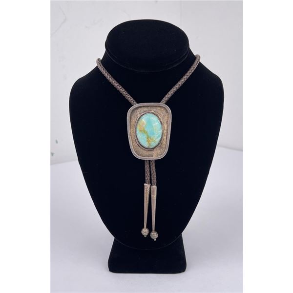 Navajo Sterling Silver Turquoise Bolo Tie