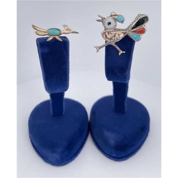 Zuni Inlaid Sterling Silver Brooches