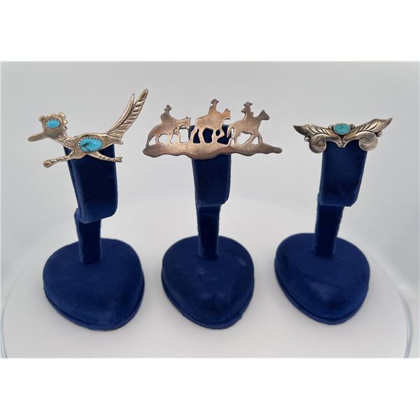 Navajo Sterling Silver Turquoise Brooches