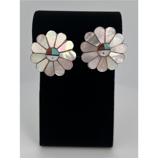 Zuni Sterling Silver Inlaid Earrings