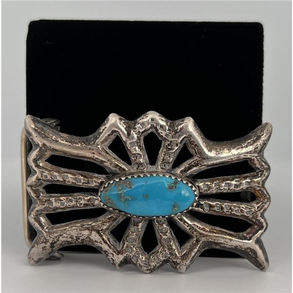 Navajo Sterling Silver Turquoise Belt Buckle