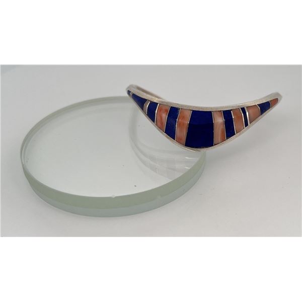 Navajo Sterling Lapis Mother of Pearl Bracelet