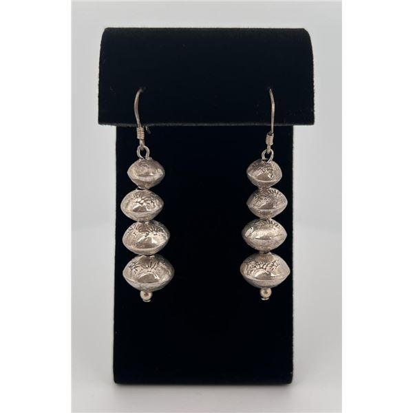 Navajo Sterling Silver Pearl Bead Earrings