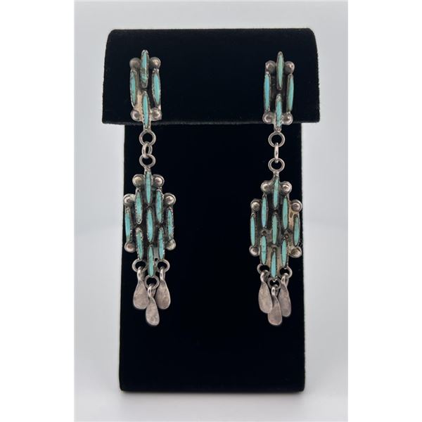 Zuni Sterling Turquoise Petit Point Earrings