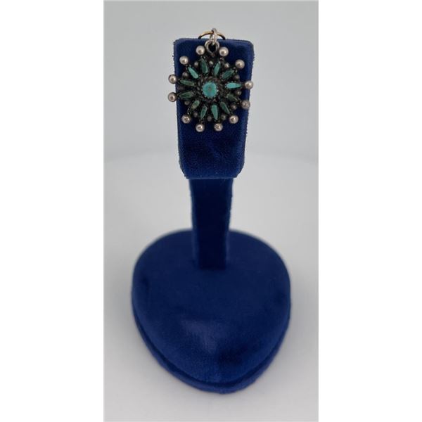 Zuni Sterling Silver Turquoise Petit Point Pendant