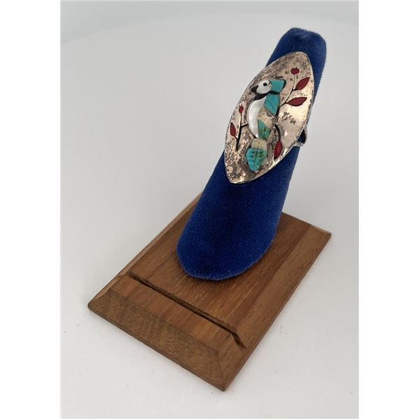 Zuni Sterling Silver Turquoise Inlay Ring