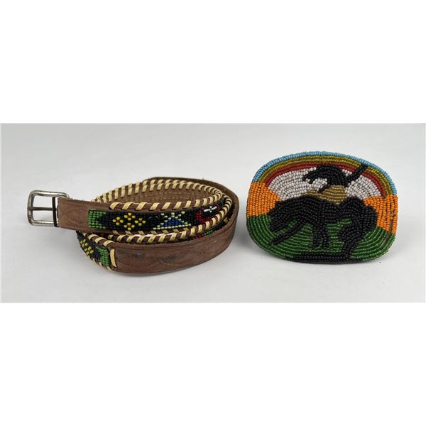 Native American Indian Beaded Belt Buckle
