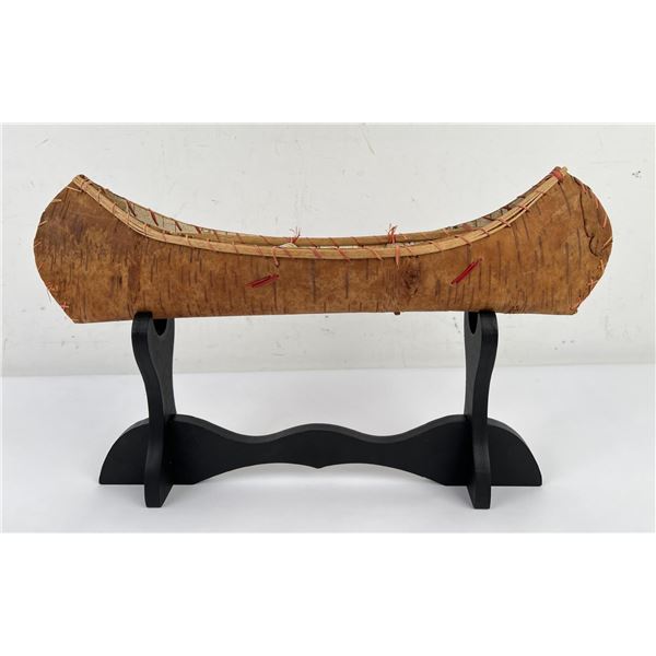Antique Ojibwe Indian Birch Bark Quilled Canoe