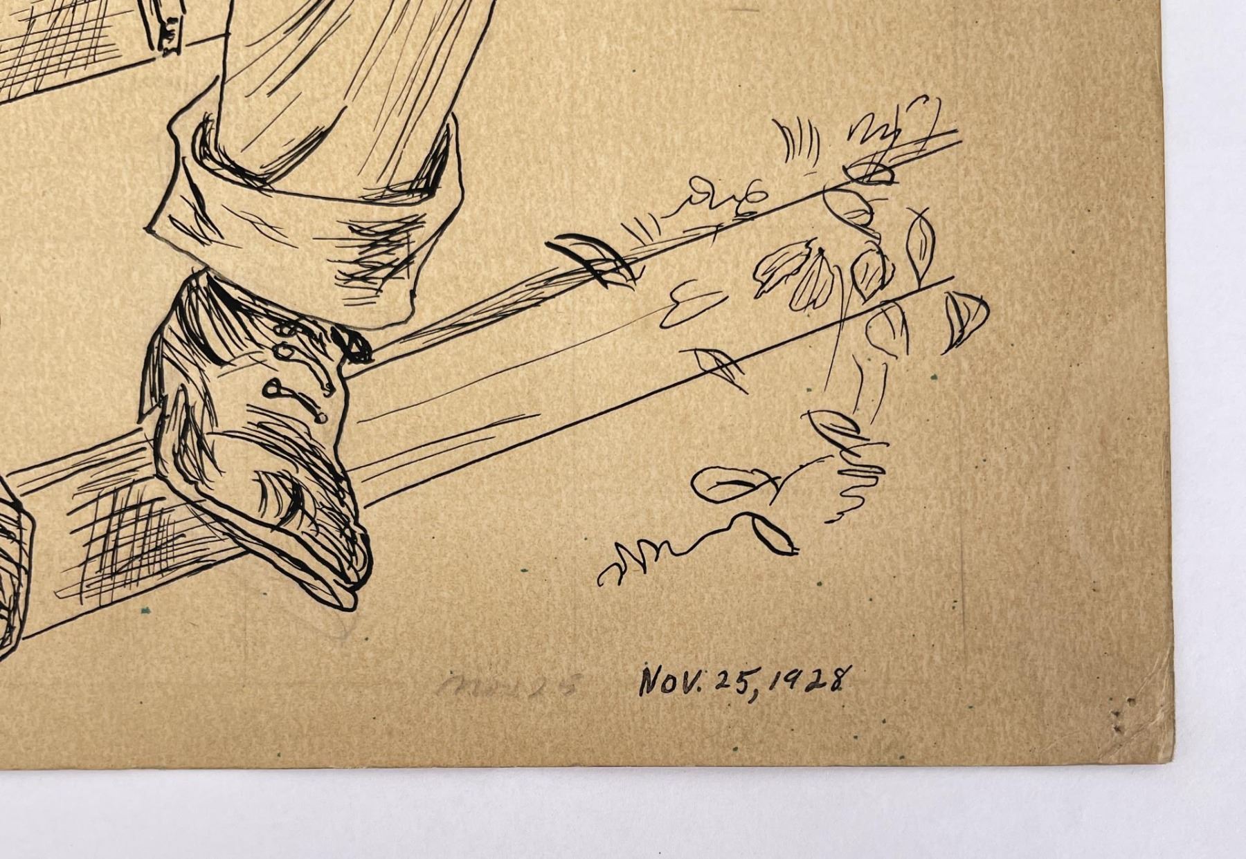 Farmer Pen and Ink Drawing