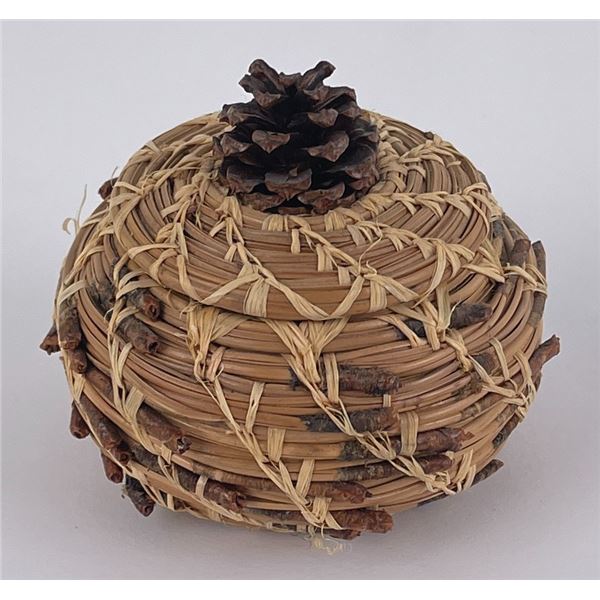Native American Indian Made Pine Needle Basket