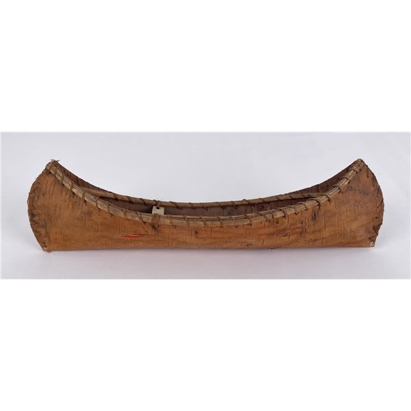 Antique Ojibwe Indian Birch Bark Quilled Canoe