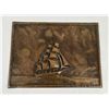 Arts and Crafts Hammered Copper Ship Plaque