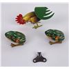 Group of Vintage Tin Toys Chicken Frogs
