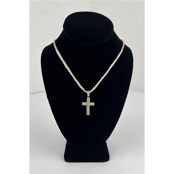 Navajo Liquid Silver Sterling Cross Necklace