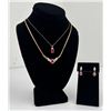 Image 1 : Sterling Silver Synthetic Ruby Jewelry Suite