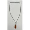 Image 2 : Sterling Silver Amber Tear Drop Necklace