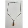 Image 3 : Sterling Silver Amber Tear Drop Necklace