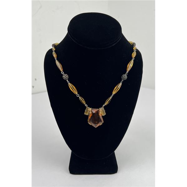 Art Deco Glass Faceted Bead Necklace