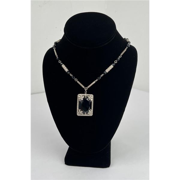 Antique Black Glass Mourning Necklace