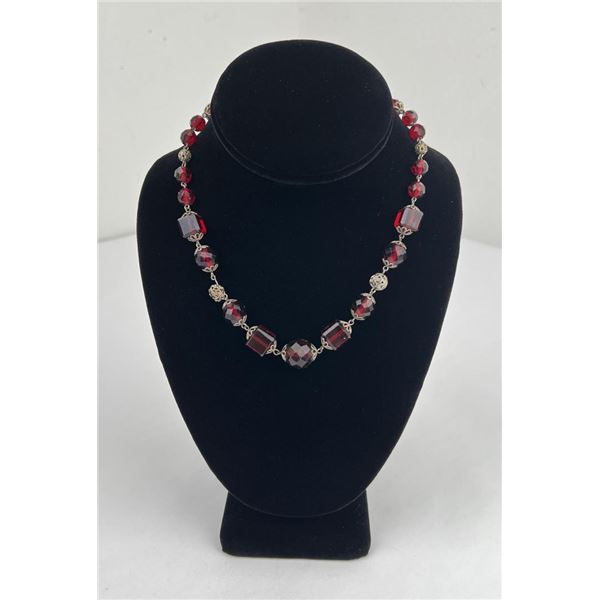 Art Deco Glass Faceted Bead Necklace