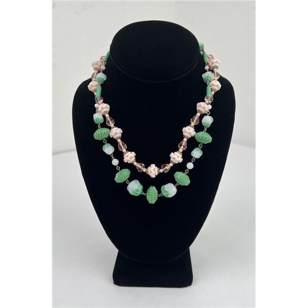 Pair of Art Deco Molded Glass Necklaces