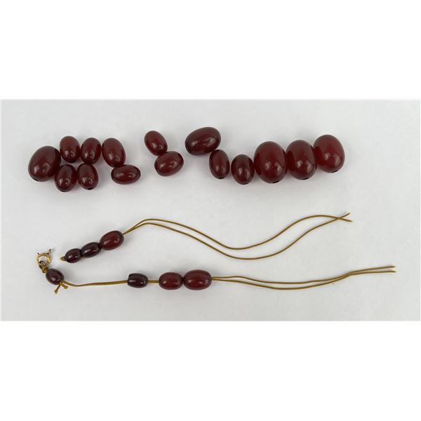 Art Deco Cherry Amber Bakelite Bead Necklace