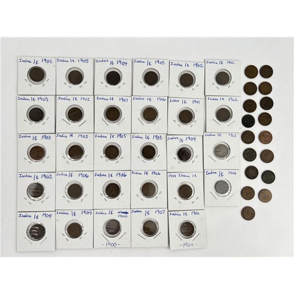 Large Collection of 1900's Indian Head Pennies