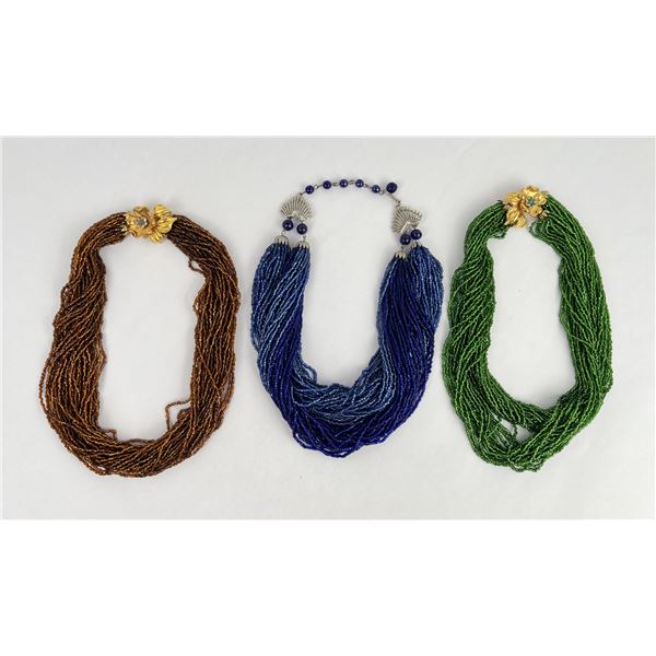 Mid Century Multi Strand Bead Necklaces