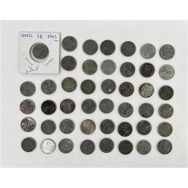 Collection of Steel Wheat Pennies