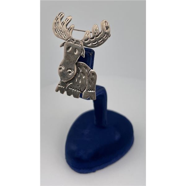 Moose Sterling Silver Brooch-
