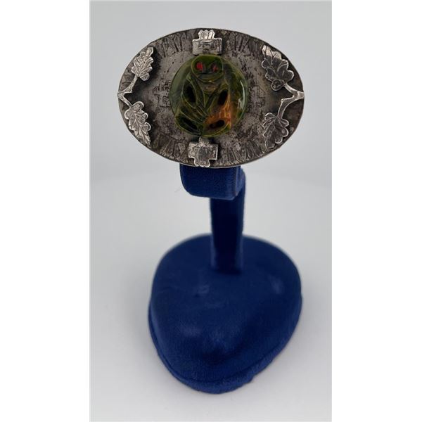 Coro Jade Sterling Silver Brooch