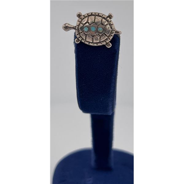 Navajo Turquoise Turtle Sterling Silver Brooch
