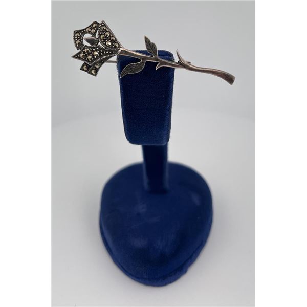 Marcasite Rose Sterling Silver Brooch