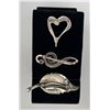 Image 2 : Group of 3 Sterling Silver Brooches